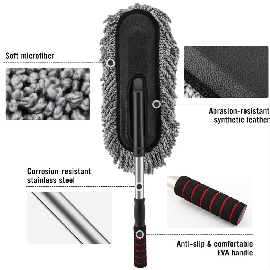 DeoDap Car Duster, Long Retractable Soft Non-Slip Handle - specs detail shot