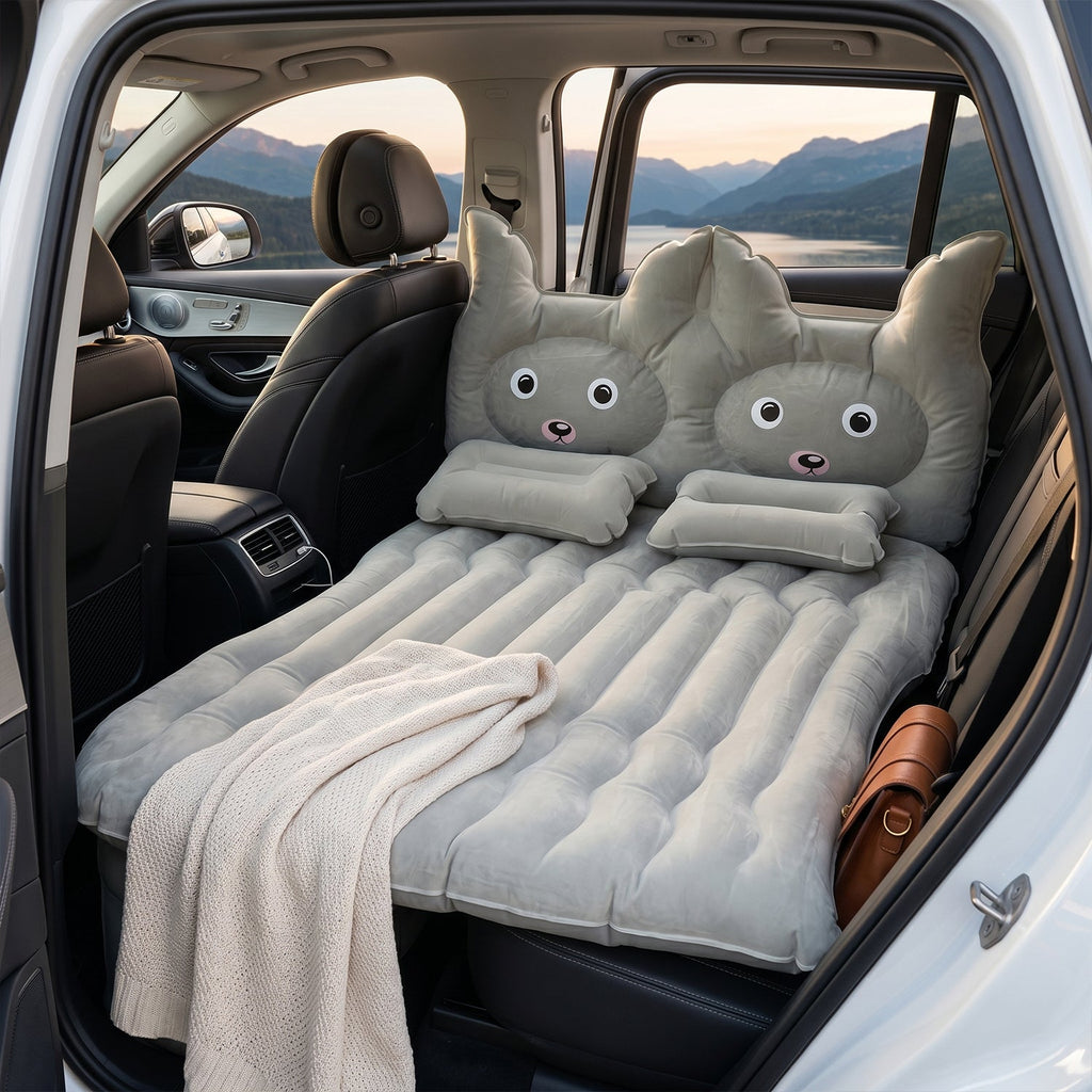 Car Air Mattress Bed Set with Inflatable Cushions and Pump -1 Set (Mix Design)