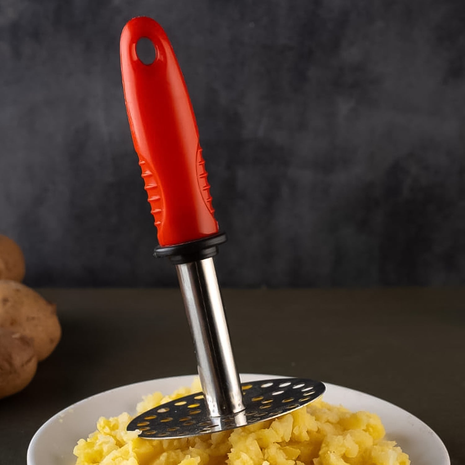 High Grade Stainless Steel Potato Pav Bhaji Masher with Plastic Handle (1 Pc)