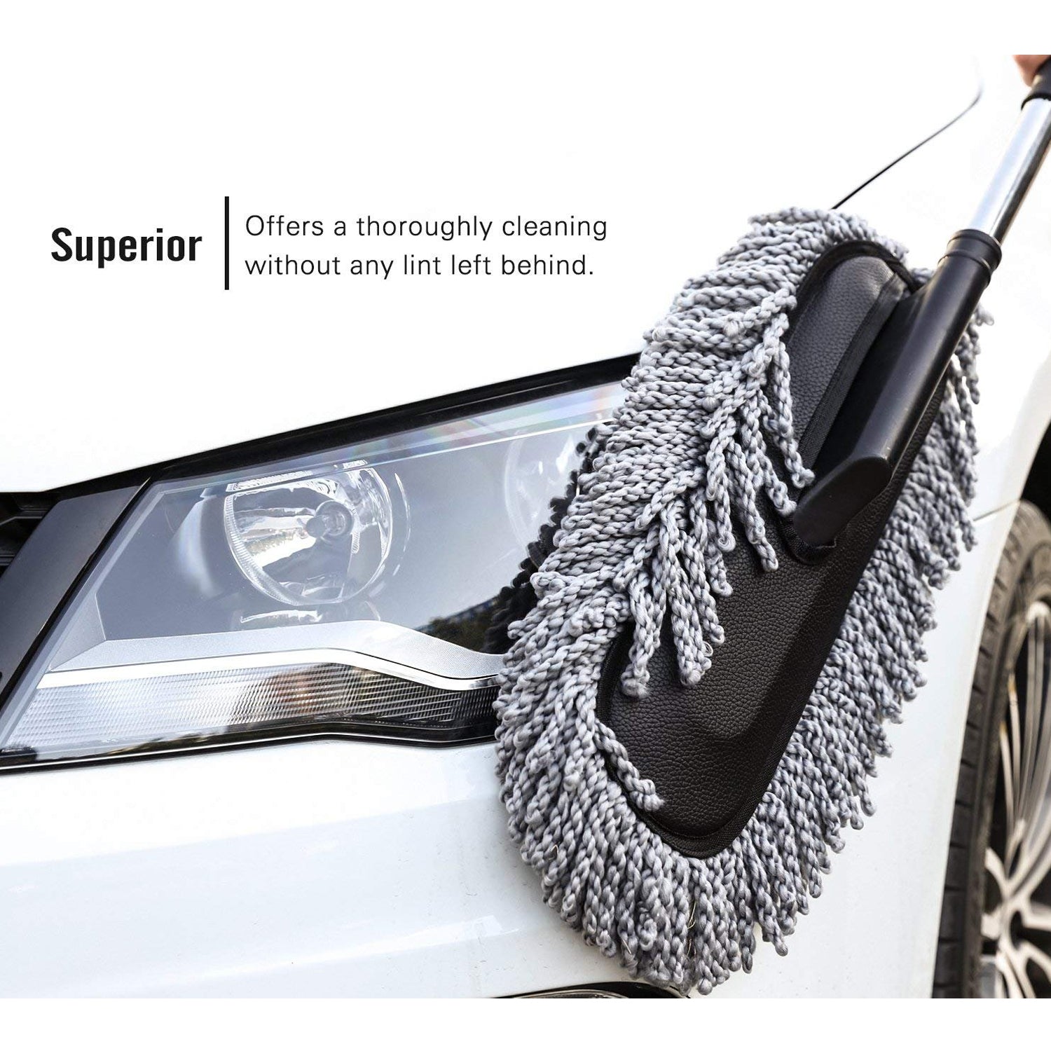 DeoDap Car Duster, Long Retractable Soft Non-Slip Handle - alternative angle
