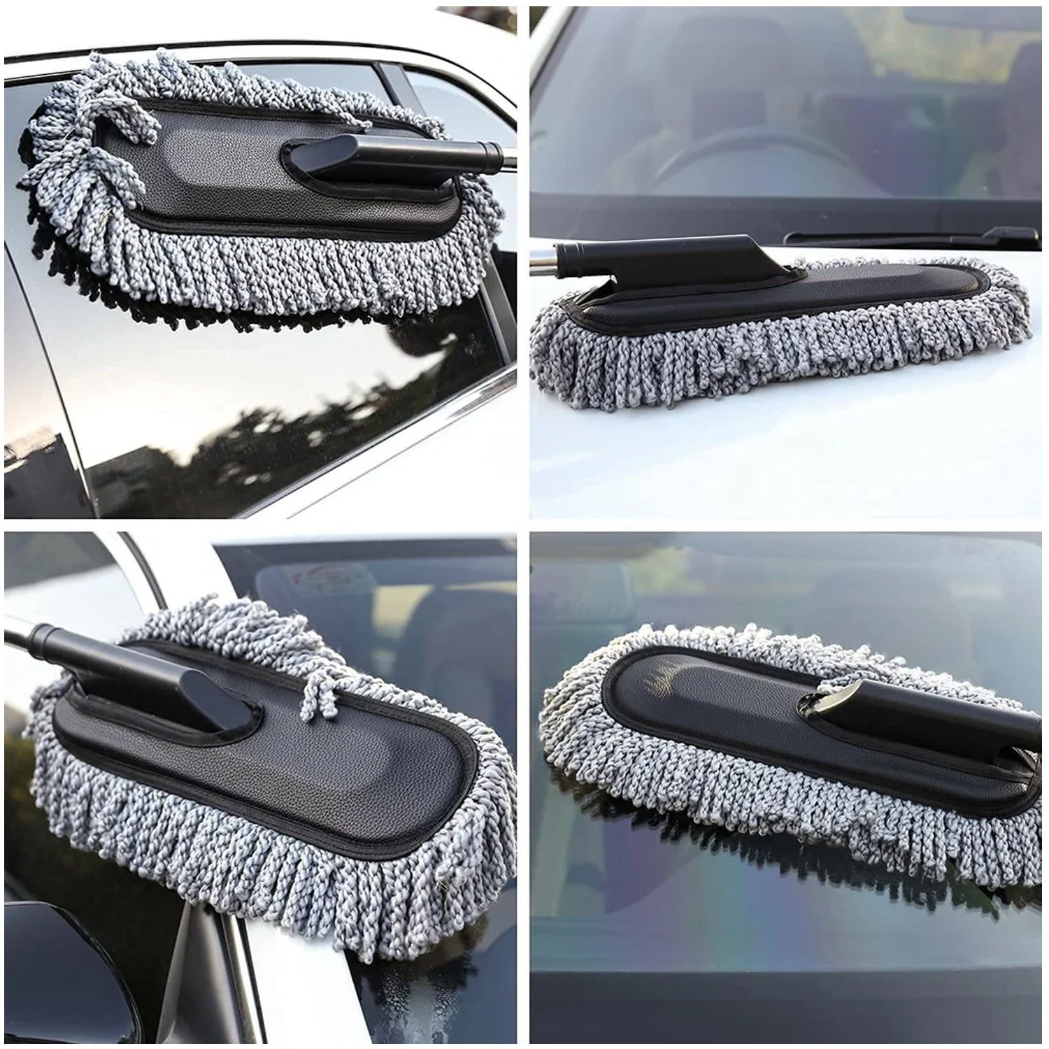 DeoDap Car Duster, Long Retractable Soft Non-Slip Handle - key feature close-up