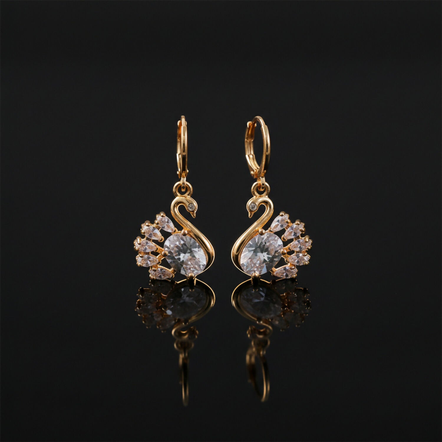 Elegant Swan Design Stone Drop Earrings for Women & Girl
