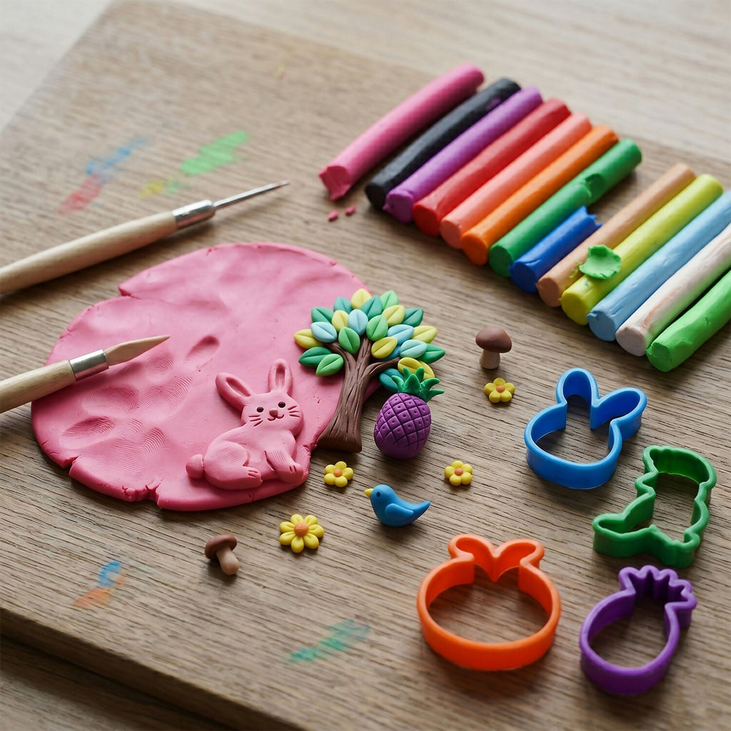 Kids Modelling Clay Set with 12 Colors & Shape Cutters Creative Learning Activity Toy Kit