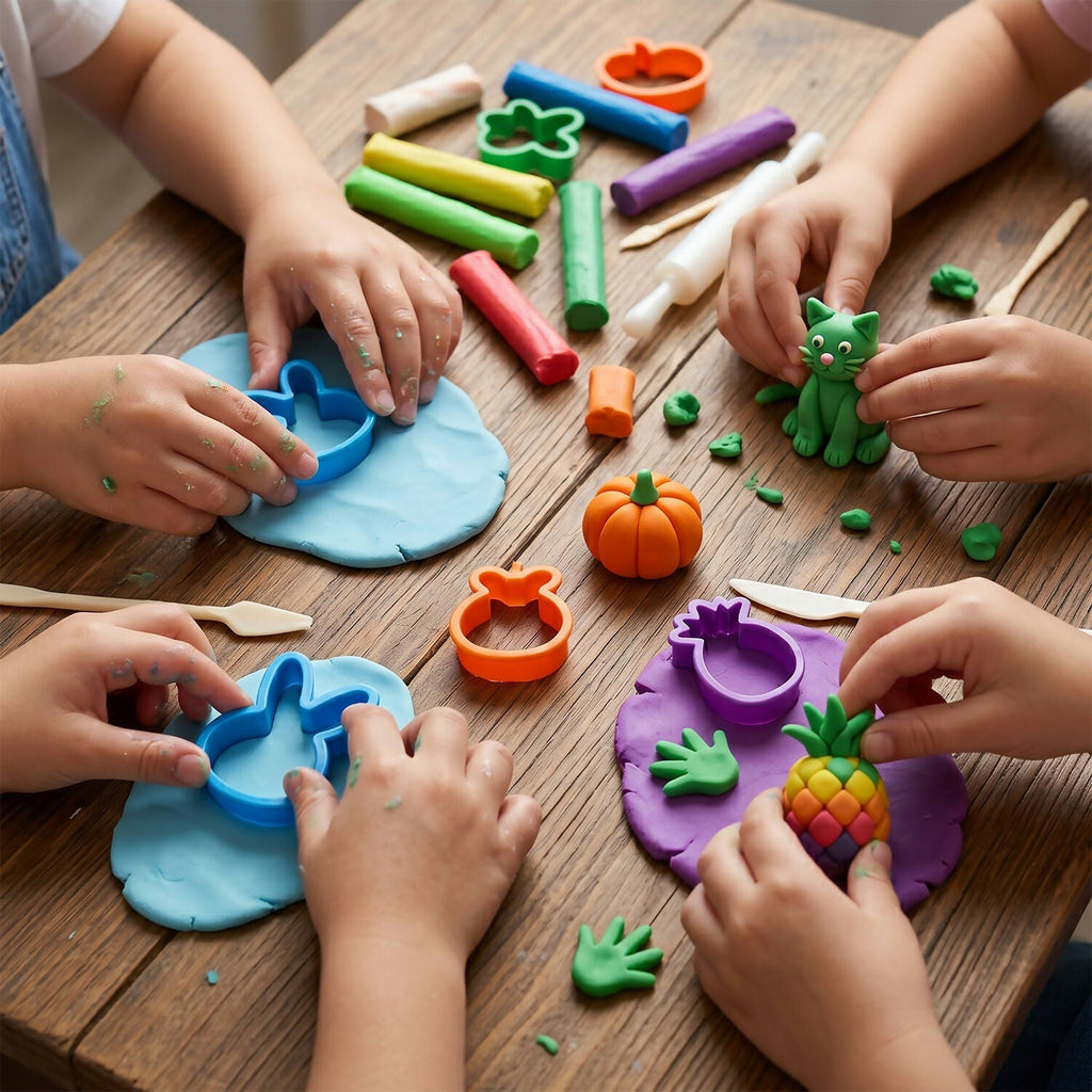 Kids Modelling Clay Set with 12 Colors & Shape Cutters Creative Learning Activity Toy Kit