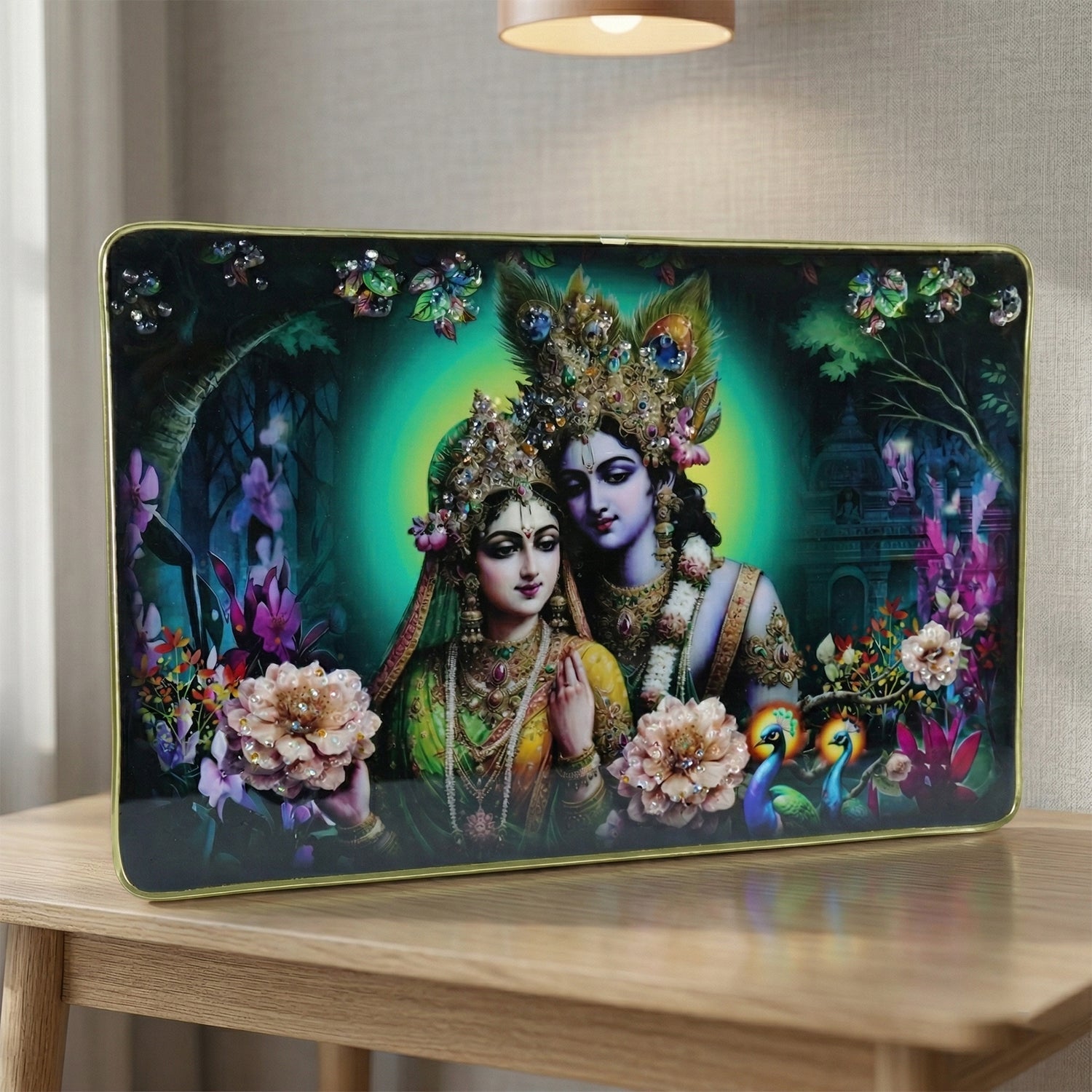 Divine Radha Krishna Artistic Wall Frame 45x30 Cm (1 Pc)
