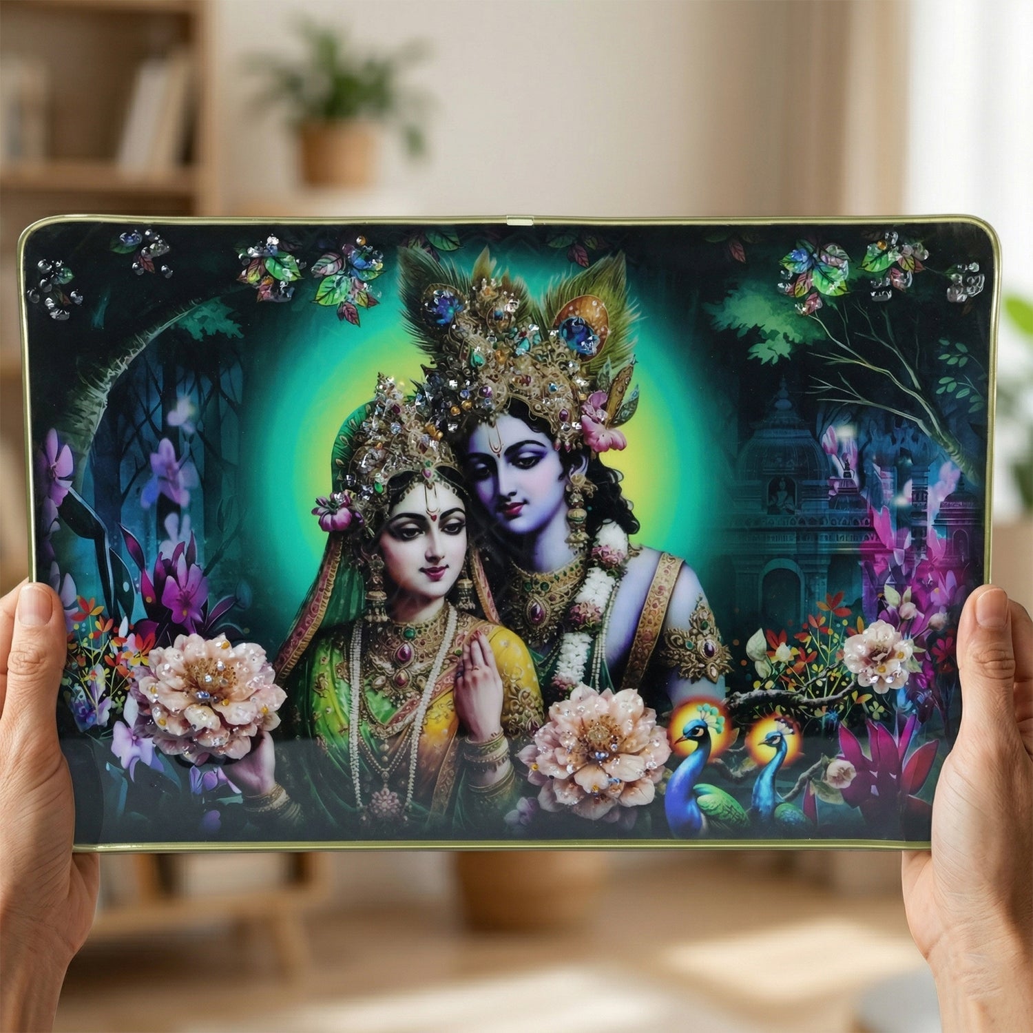 Divine Radha Krishna Artistic Wall Frame 45x30 Cm (1 Pc)