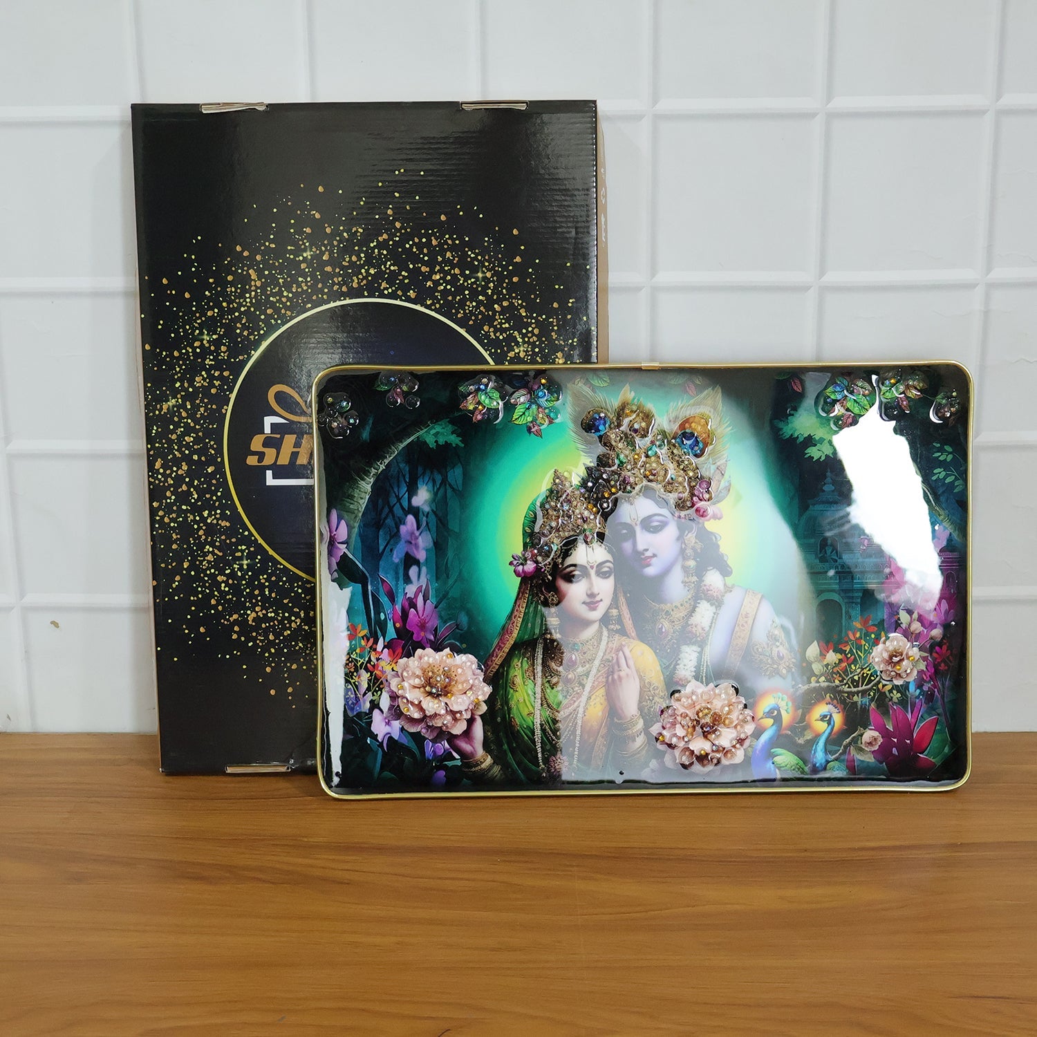 Divine Radha Krishna Artistic Wall Frame 45x30 Cm (1 Pc)