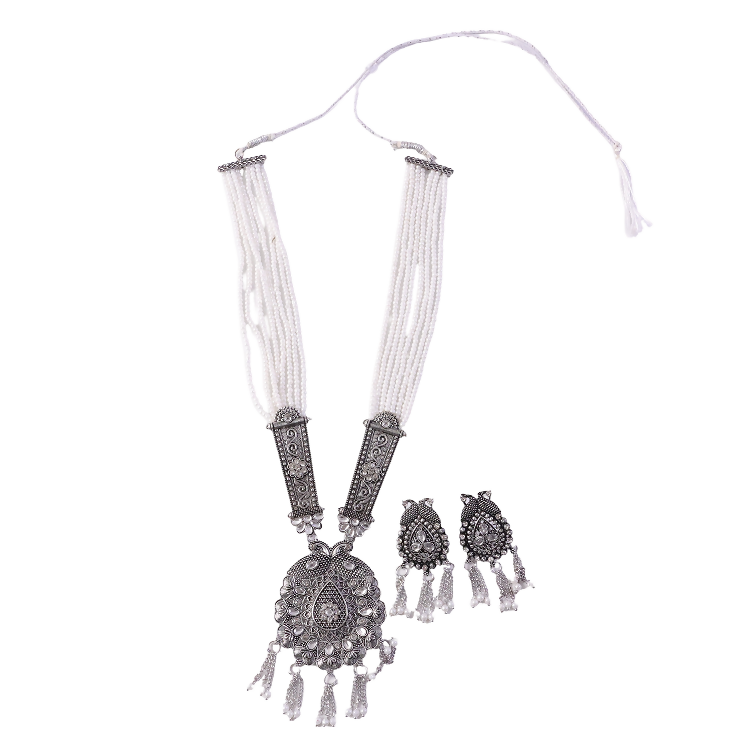 Traditional Pearl Necklace with Designer Pendant Set
