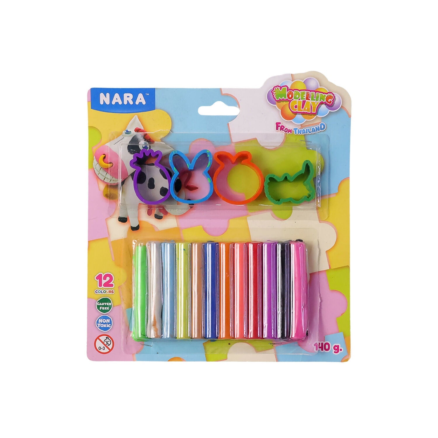 Kids Modelling Clay Set with 12 Colors & Shape Cutters Creative Learning Activity Toy Kit
