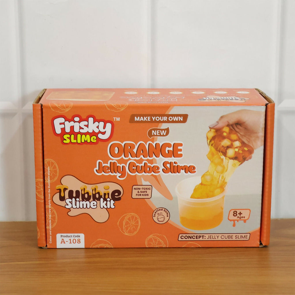 Orange Jelly Cube Slime Making Kit for Kids – DIY Tubbie Slime Kit with Activator
