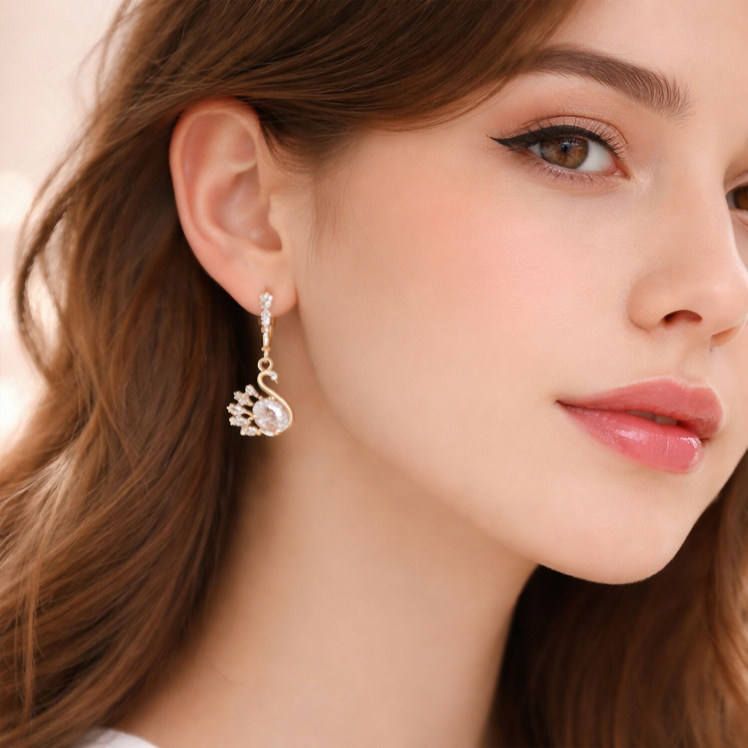Elegant Swan Design Stone Drop Earrings for Women & Girl