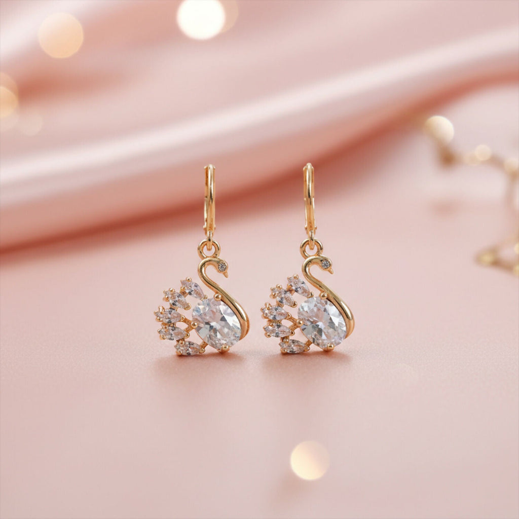Elegant Swan Design Stone Drop Earrings for Women & Girl