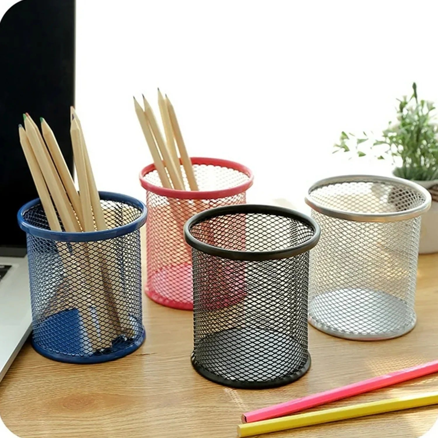 Metal Mesh Pen Holder for Desk (1 Pc): Pen Stand